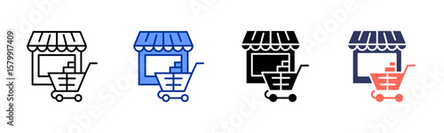 Retail icon sheet multiple style collection
