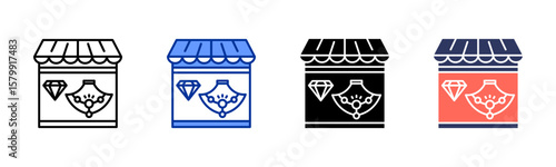 Jewelry Store icon sheet multiple style collection