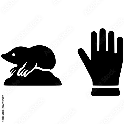 Mole and protective glove icon symbolizing pest control and gardening safety