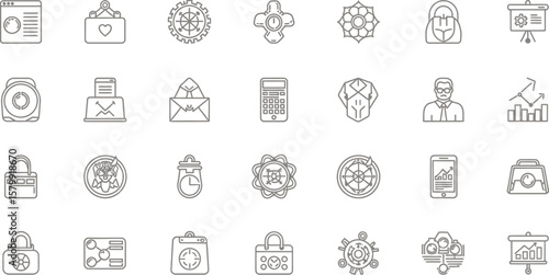Vector art of this is a set of business and finance icons isolated on white background