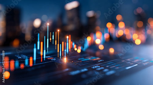 p3685236 02 Stock market financial chart features blue candlesticks on a dar 89203799 1