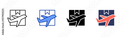 Air Freight icon sheet multiple style collection