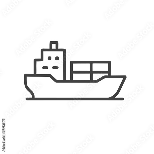 Minimalist Vector Illustration of a Cargo Ship Maritime Transport and Global Commerce Theme Artwork Depicting International Trade