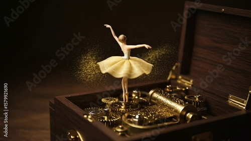 Ballerina Figurine Dancing in a Vintage Music Box