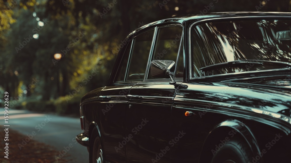 Fototapeta premium Classic black car exterior
