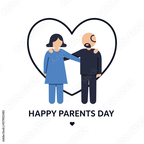 Happy Parents Day Illustration of a loving couple inside a heart