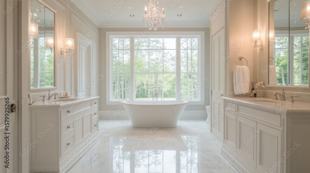 Fototapeta premium Sophisticated bathroom design with elegant furnishings and minimalist layout