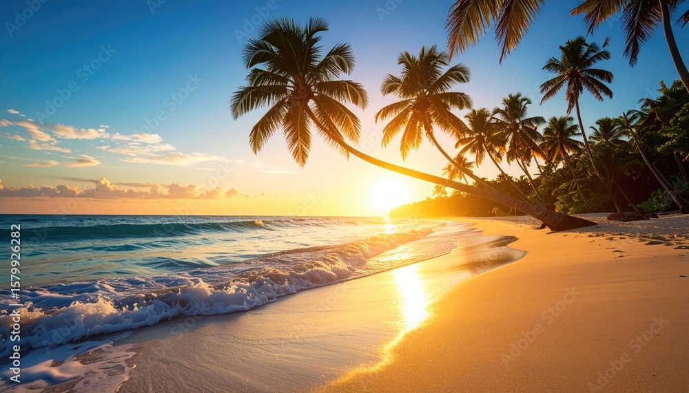 Fototapeta premium Tropical sunset beach scene (9)