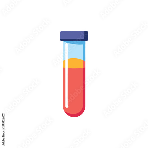 Test Tube with Liquid Content and Purple Cap Isolated on White Background