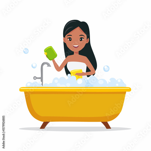 woman taking a bath