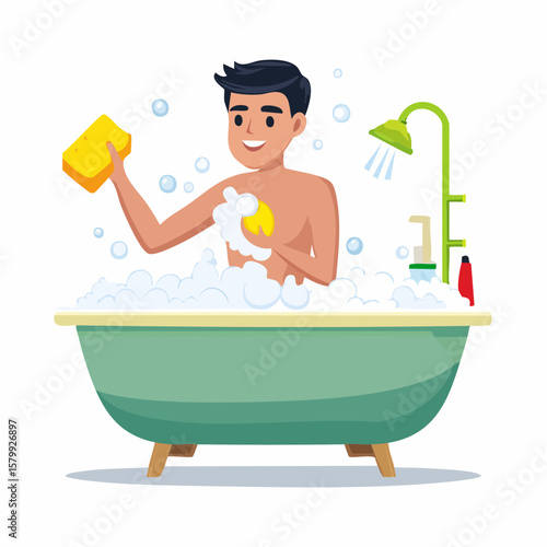 boy taking a bath