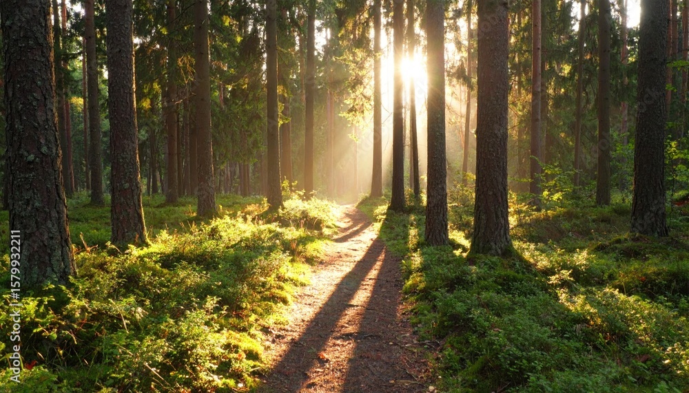 Obraz premium Sunlit forest path (5)