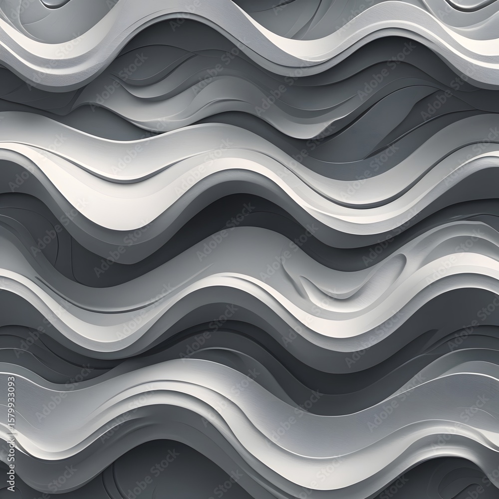 Obraz premium This seamless abstract blue wavy line pattern creates a decorative liquid art illustration for a dynamic ocean-inspired backdrop