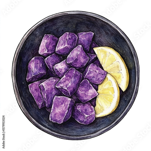 Purple sweet potato gnocchi neatly