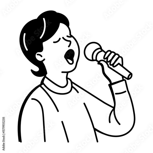 A sketchy style icon showing singing
