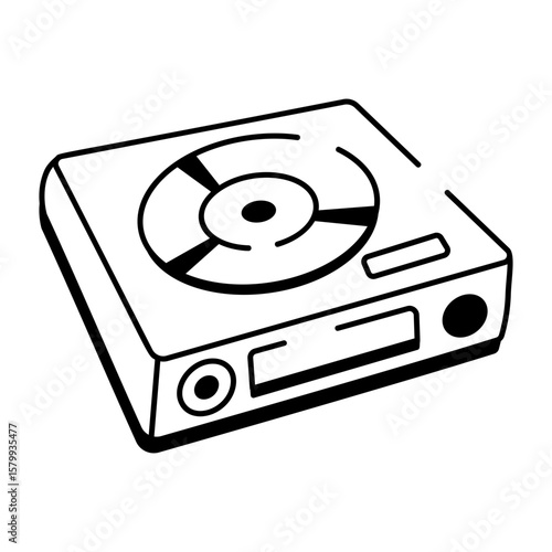 A sketchy style icon showing a disk player
