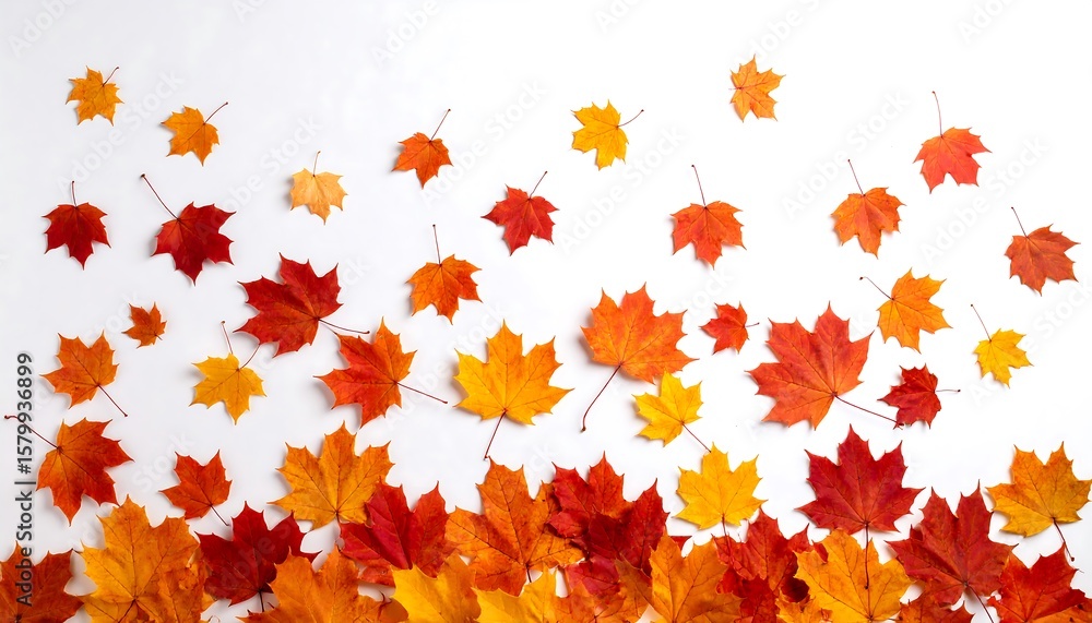 Fototapeta premium Autumn leaves on white background