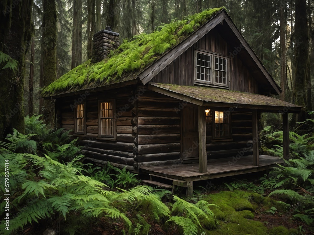 Fototapeta premium Abandoned Wooden Cabin in Forest