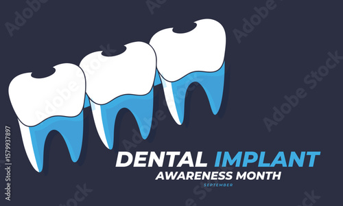Dental implant awareness month. background, banner, card, poster, template. Vector illustration.
