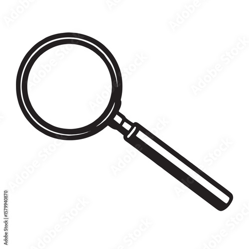 silhouette photo of a magnifying glass with a white background