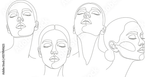 Continuous line drawing woman face vector illustration minimalist design for print and logo modern art