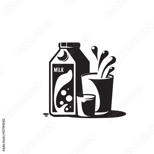 Milk black and white silhouette icon