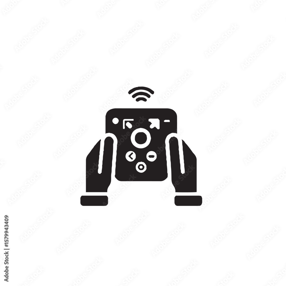 Fototapeta premium Smart Home Control Silhouette on White Background – Vector Illustration for Home Automation, Digital Convenience, and Futuristic Living Concepts