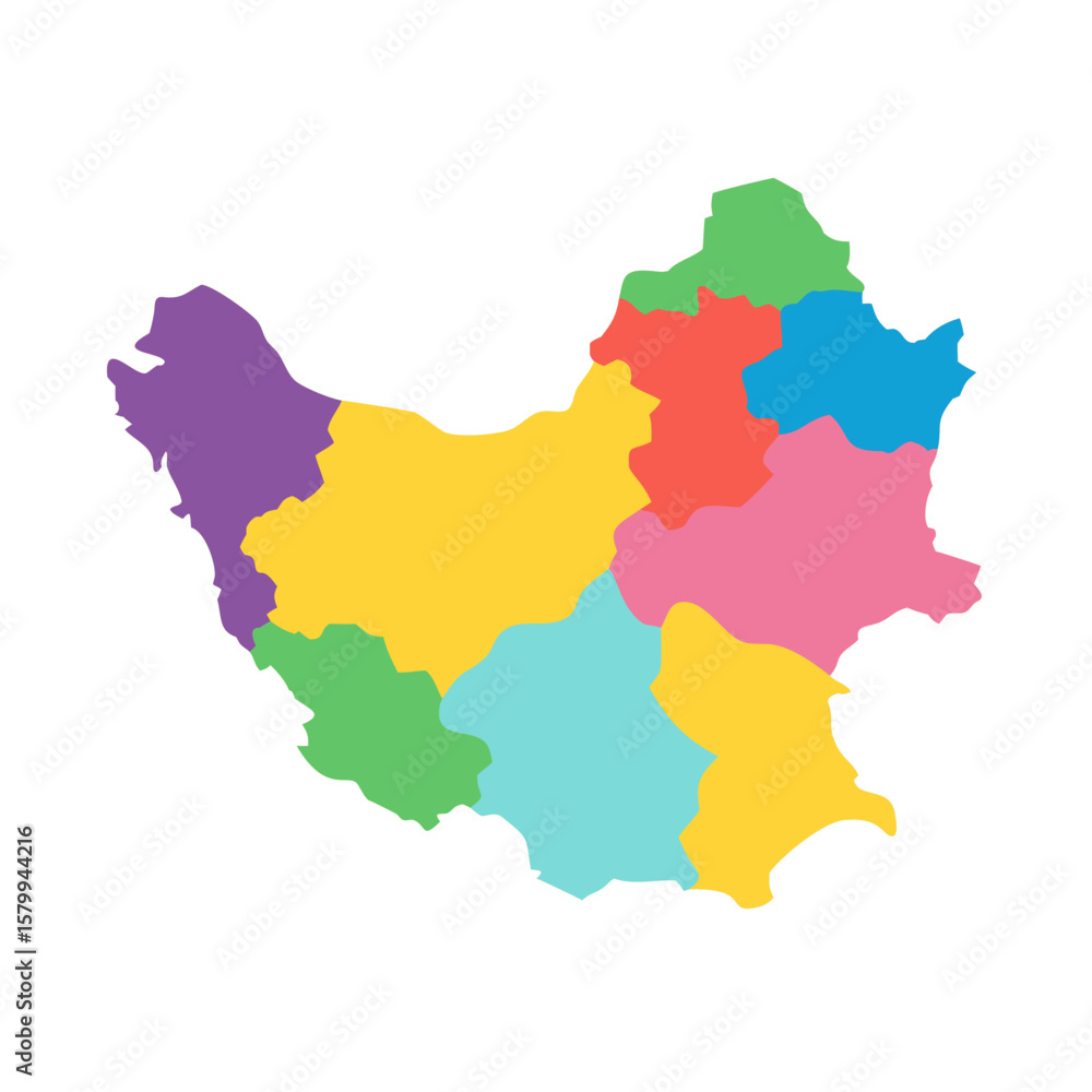Fototapeta Colorful Map of a Region A Geopolitical Illustration Depicting Divisions and Borders with Vibrant Hues