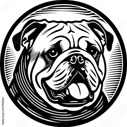 bulldog (linocut style)