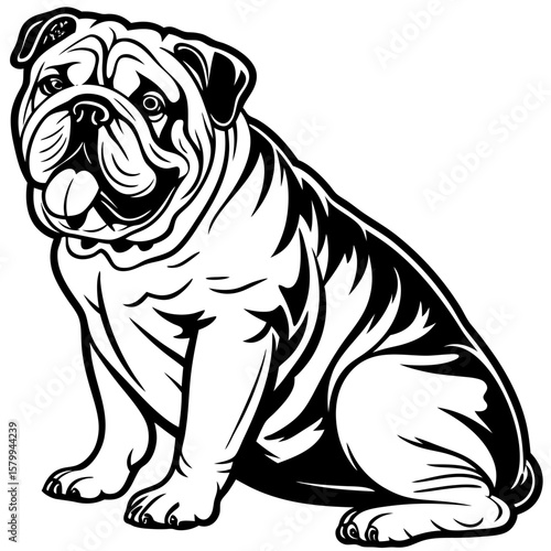 bulldog (linocut style)