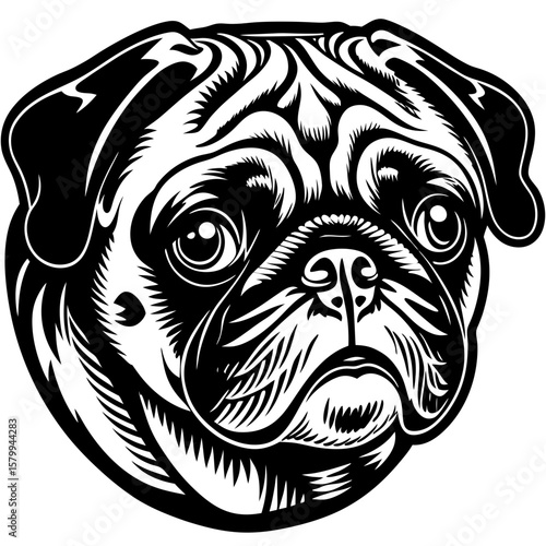 pug (linocut style)