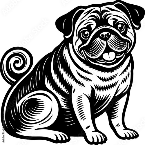 pug (linocut style)