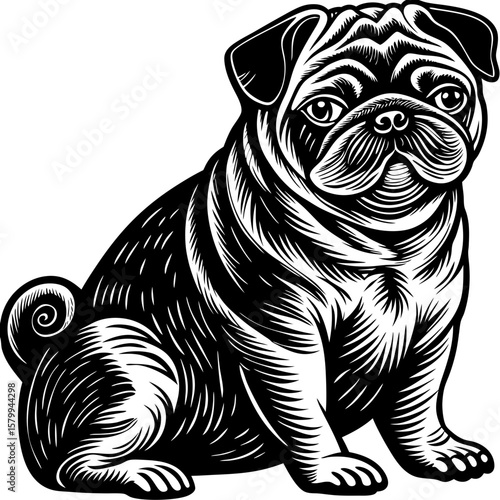 pug (linocut style)