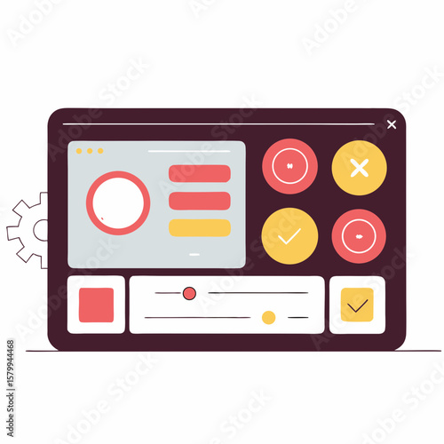 Minimalist Interface Illustration with Toggle and Control Elements for Digital Design Projects
