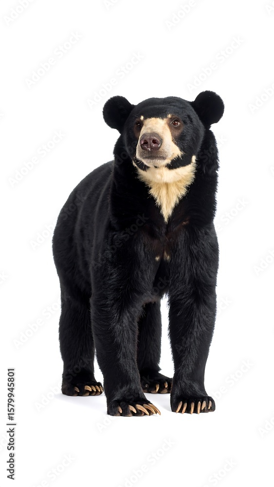 Obraz premium Black bear, front view, isolated