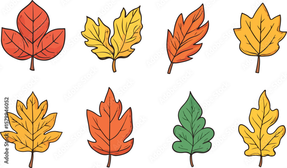 Fototapeta premium Colorful Autumn Leaves Illustration Pattern for Fall Season and Thanksgiving