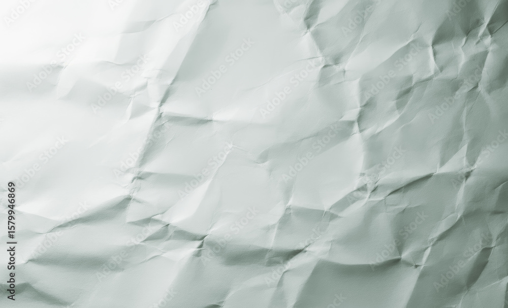 Obraz premium Close-up of crumpled white paper showing shadows and texture.premium paper texture photo for poster, banner, and pamphlet background