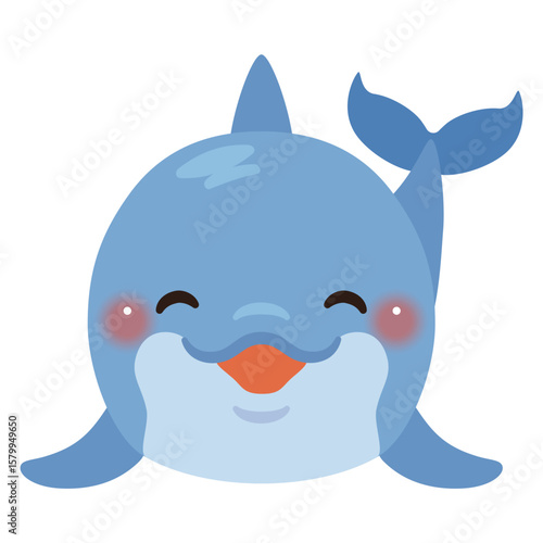 正面から見た笑顔のイルカのイラスト