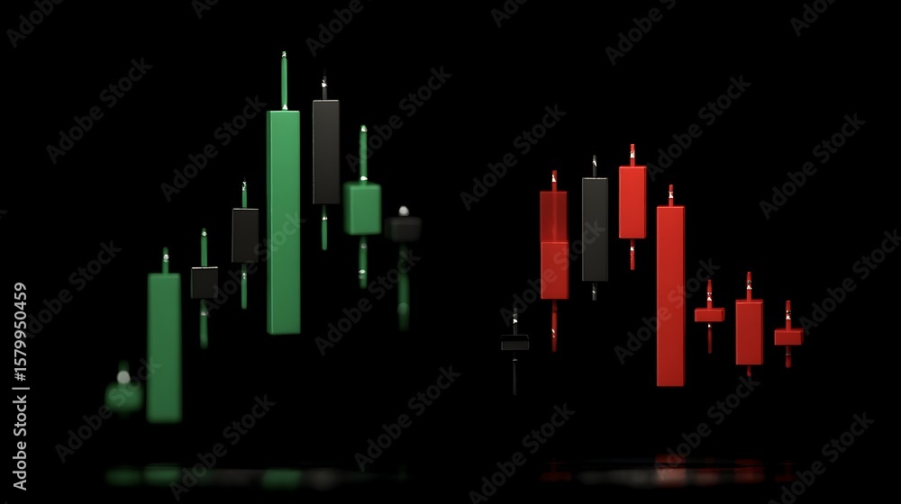 Fototapeta premium Candlestick Chart Red Green
