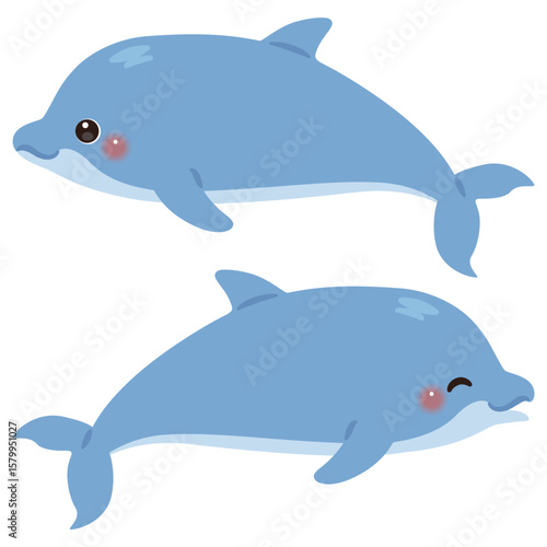 イルカの横向きイラストセット