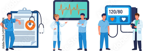 Medical professionals healthcare team doctor nurse health checkup vital signs