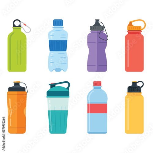 sport drinking bottle set cartoon vector illustration Pro Vector