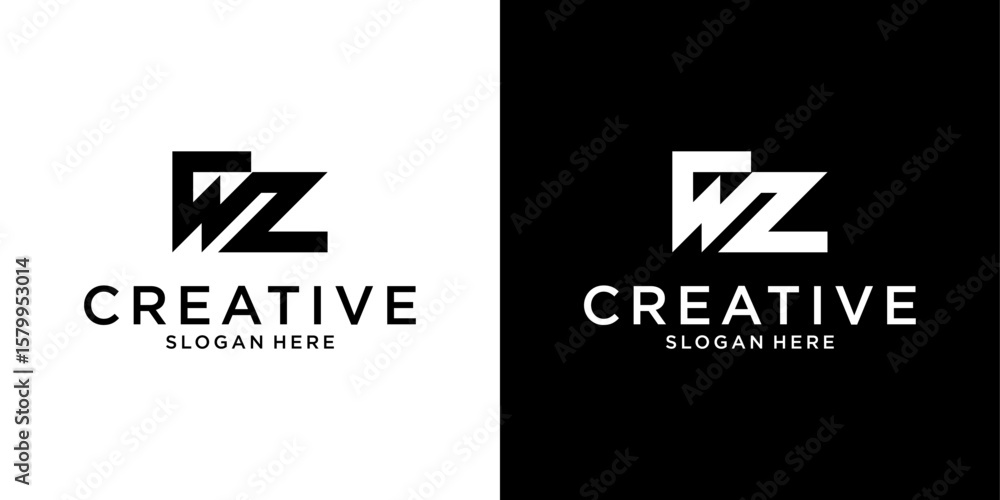 Fototapeta premium WZ or ZW initial letter logo design vector