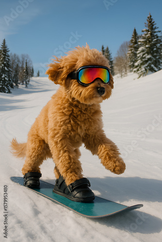 dog playing in snow