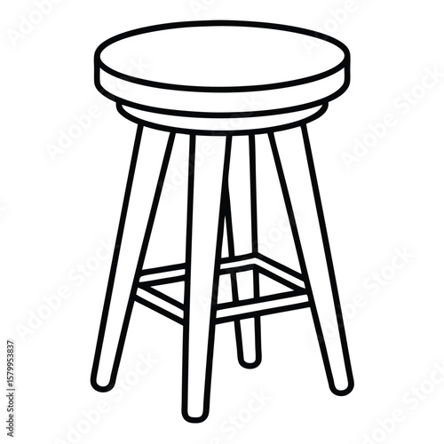 Illustration of a simple stool isolated on transparent background