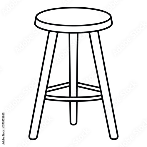 Illustration of a simple stool isolated on transparent background