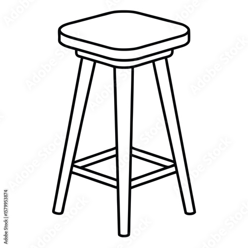 Illustration of a simple stool isolated on transparent background