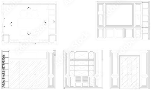 Classic Home Office Design - 2D AutoCAD Drawing with Furniture Layout, Elevation and Vector Blueprint