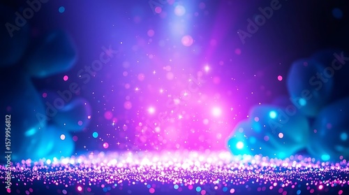 Abstract background with colorful bokeh lights and stars 3d rendering.
