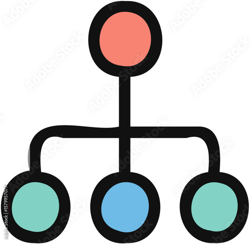 Hierarchical structure diagram showing a central node connected to three subordinate nodes.